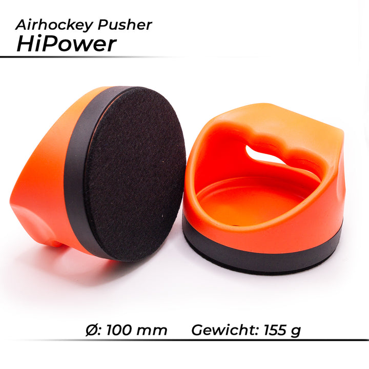 Unterseite des Bandito Airhockey Pusher HiPower 100 mm mit robustem Filzgleiter für schnelles Gleiten und Schutz der Spielfläche