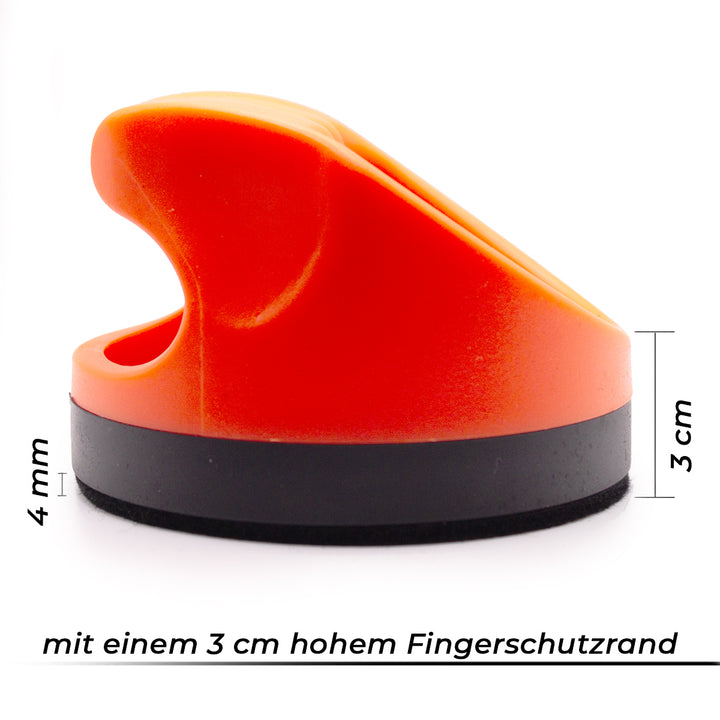 Ergonomischer Griff des Bandito Airhockey Pusher HiPower 100 mm mit Fingerschutzrand für optimale Kontrolle beim Spiel