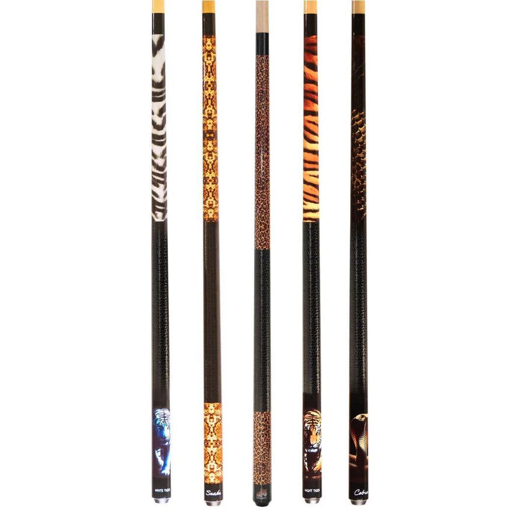 Winsport Animal Collection Billardqueue mit auffälligem Tiermotiv – zweiteiliger Poolqueue aus Ahornholz mit schwarzem Griffbereich