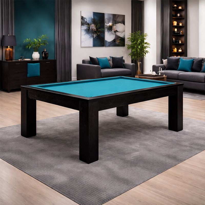 Moderner Carom Billardtisch Trento aus schwarzem Eichenholz – eleganter Karambolage-Tisch ohne Löcher für das Wohnzimmer.