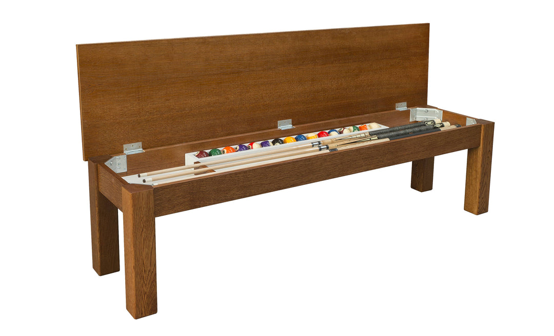 Sitzbank Trento aus Eiche Natur Massivholz mit Staufach für Billard-Zubehör – Made in EU.