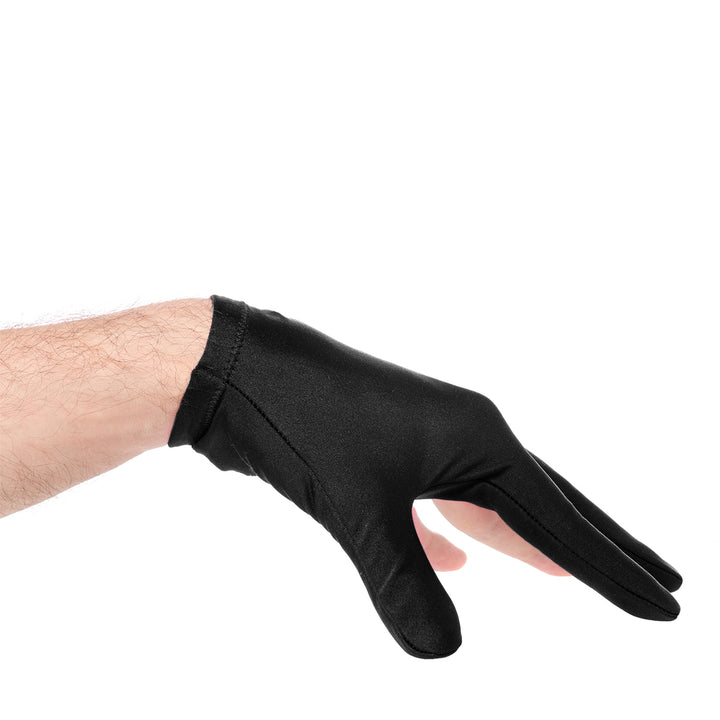 Schwarzer Billardhandschuh von J. Parker getragen – Seitenansicht