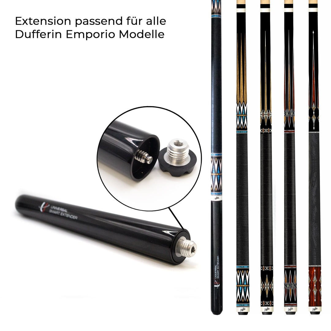 Dufferin Emporio Billardqueues DE-1 bis DE-4 mit passender Queue Extension